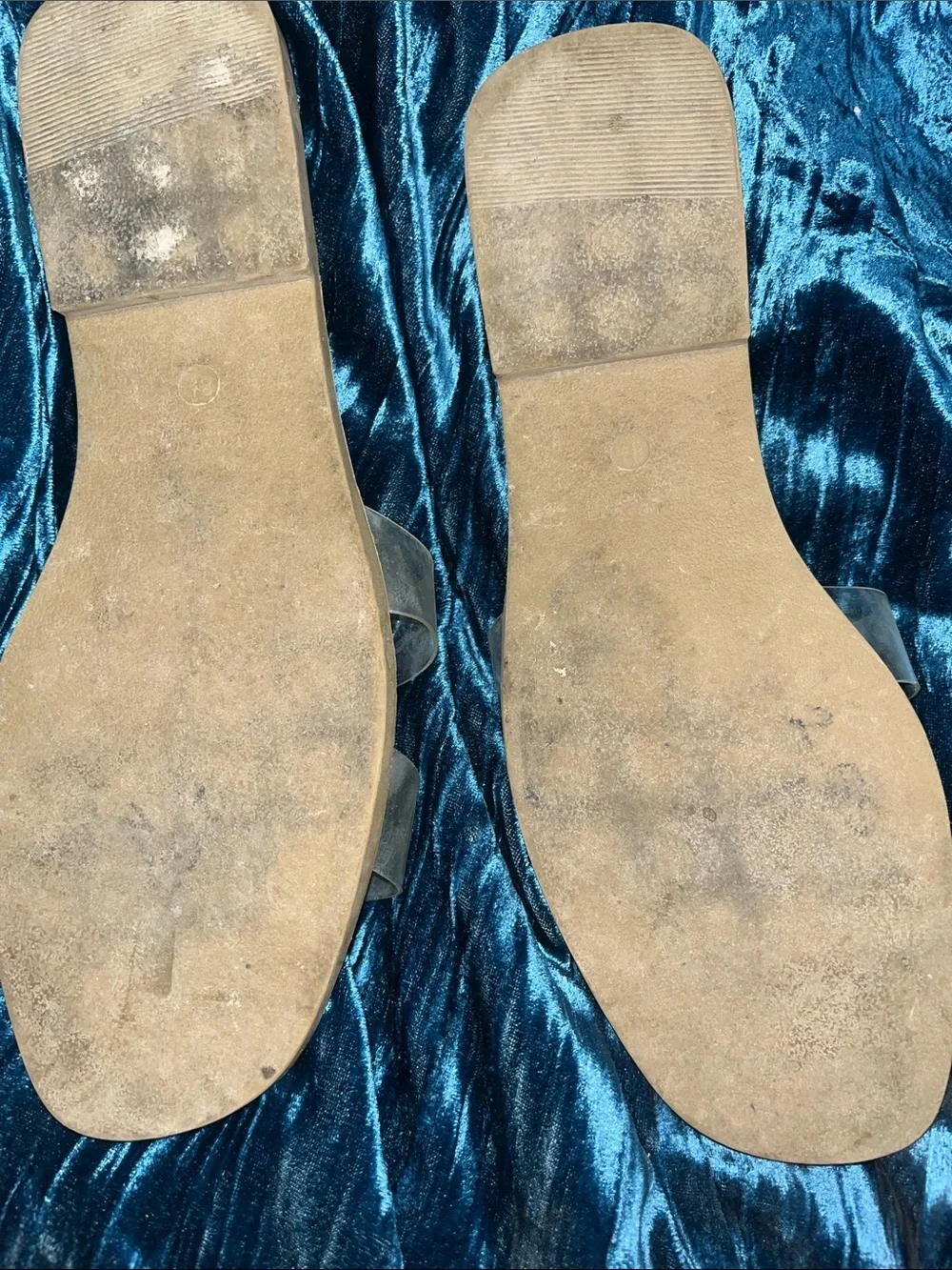 Liliana Tan Croc-Embossed Slide Sandals with Clear Strap